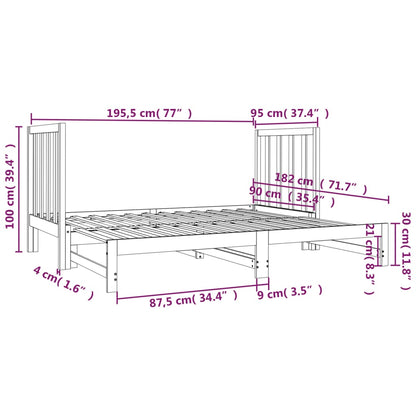 Sofá Cama Extraíble Madera Maciza De Pino Negro 2x(90x190) Cm / Vetonek_5