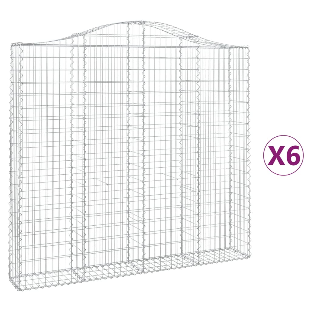 Cestas De Gaviones 6 Uds Forma De Arco Hierro 200x30x180/200 Cm_0