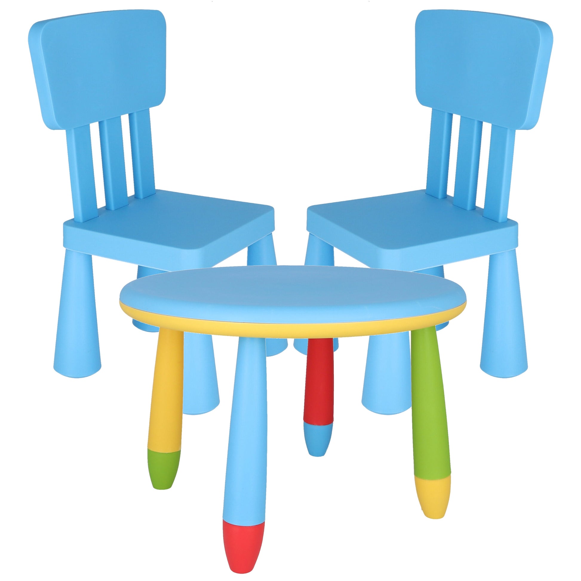 Mesita Infantil Rectangular Azul Y 2 Sillas_0