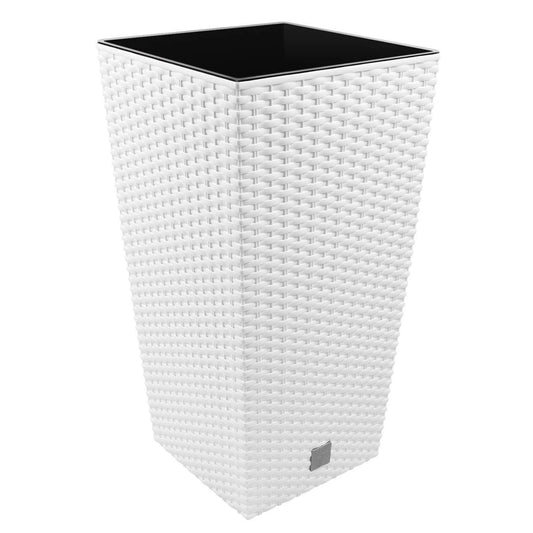 Maceta Alta Cuadrada 19 L Prosperplast Rato Square De Plástico Con Depósito En Color Blanco, 45 (alto) X 24 (ancho) X 24 (profundo) Cms_0