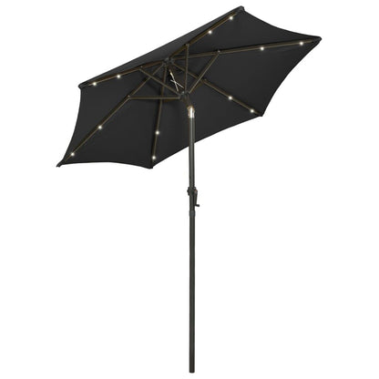 Vidaxl Sombrilla De Jardín Con Luces Led Aluminio Negro 200x211 Cm_1