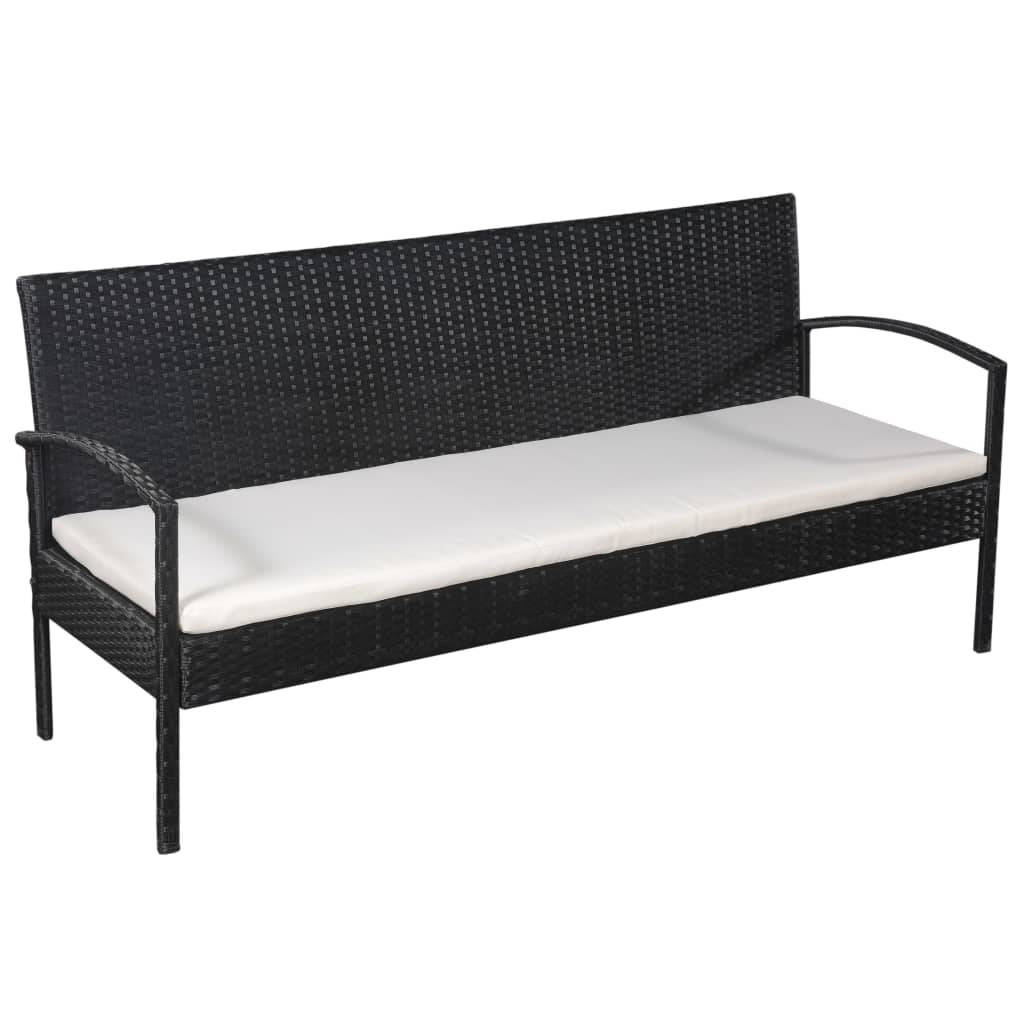 Vidaxl Set Muebles De Jardín 5 Piezas Y Cojines Ratán Sintético Negro_3