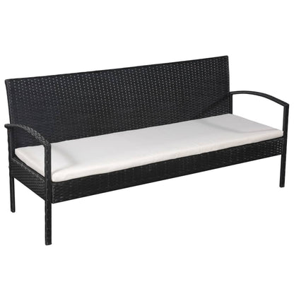 Vidaxl Set Muebles De Jardín 5 Piezas Y Cojines Ratán Sintético Negro_3