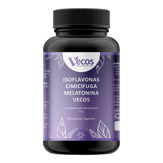 Isoflavonas + Cimicífuga + Melatonina Vecos 60 Cápsulas | Menopausia, Descanso Y Equilibrio Hormonal_0