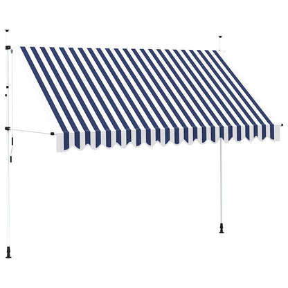 Toldo Manual Retráctil 350 Cm Azul Y Blanco A Rayas_0