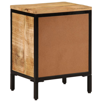 Mesita De Noche De Madera Maciza De Mango Rugosa 40x30x52,5 Cm_3