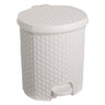 Cubo De Basura / Papelera Polivalente, Con Tapa, Diseño Rattán, Capacidad 11,5l, Tamaño 27,5x29x32,5 Color Blanco Nórdico