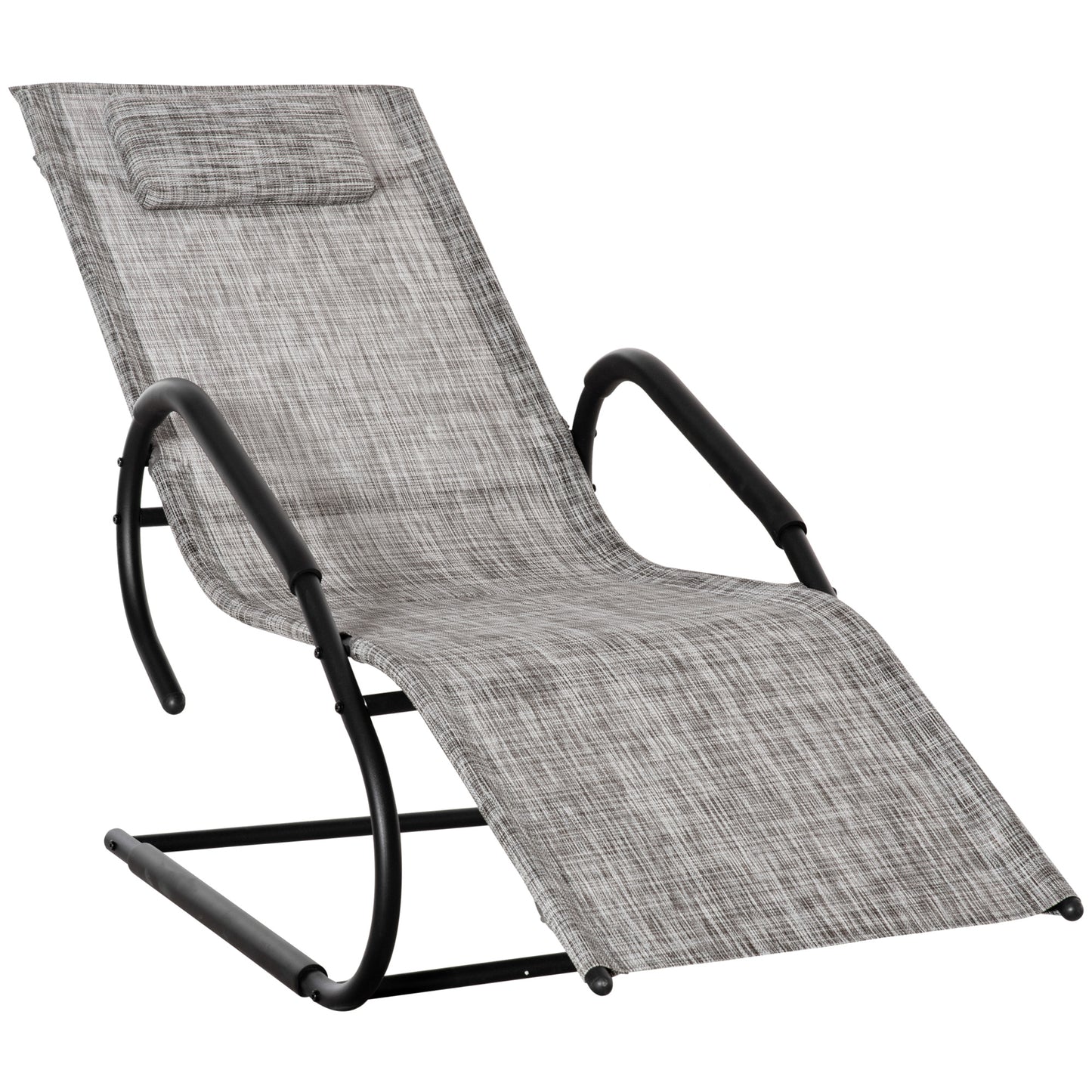 Outsunny Tumbona De Jardín Con Reposacabezas Y Reposapiés 160x59,5x83 Cm Gris_0