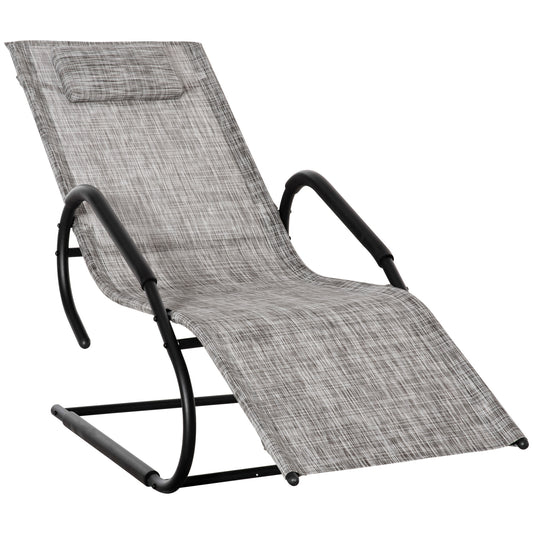 Outsunny Tumbona De Jardín Con Reposacabezas Y Reposapiés 160x59,5x83 Cm Gris_0