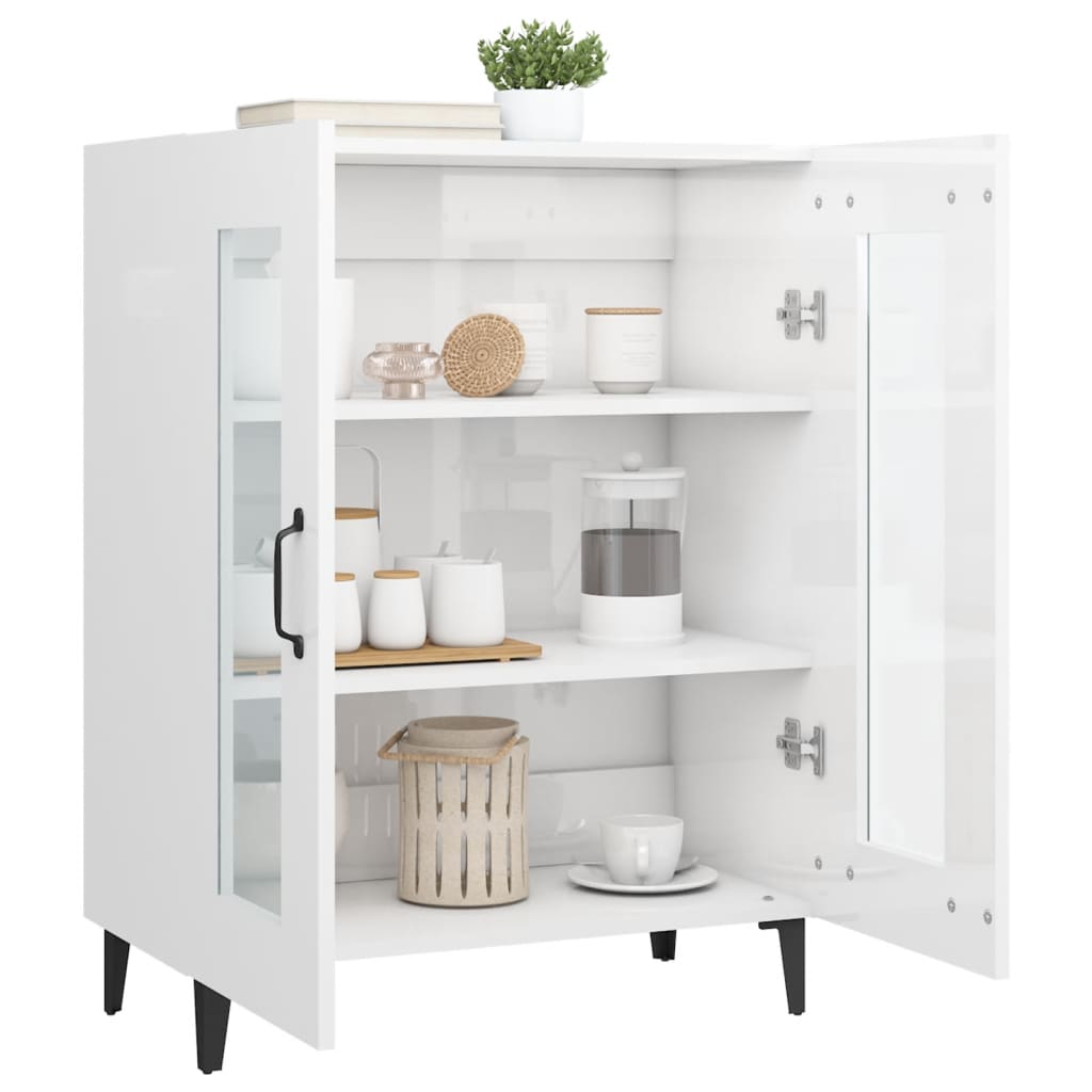 Aparador De Madera Contrachapada Blanco Brillante 69,5x34x90 Cm / Vetonek_4