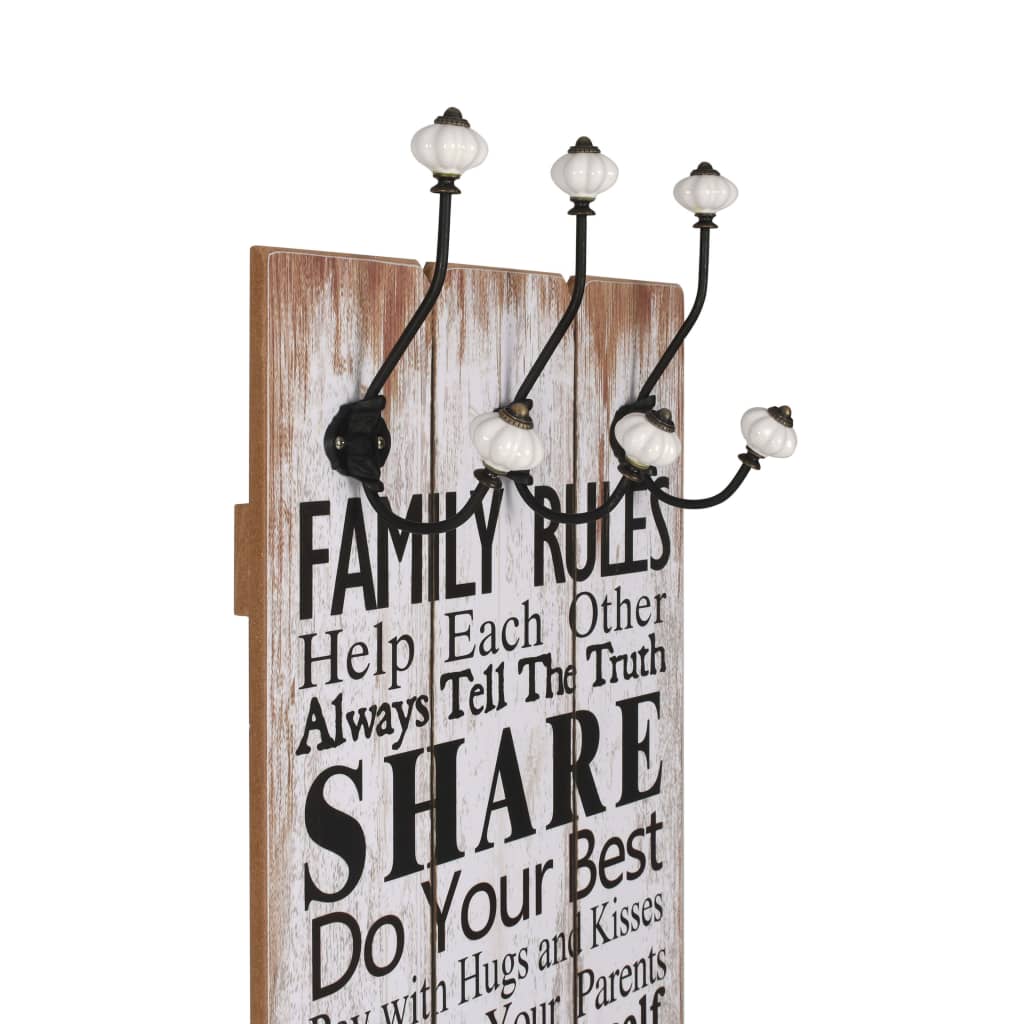 Perchero De Pared Family Rules Con 6 Ganchos 120x40 Cm_2