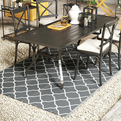 Outsunny Alfombra Exterior 182x274 Cm Reversible De Plástico Impermeable Gris_1