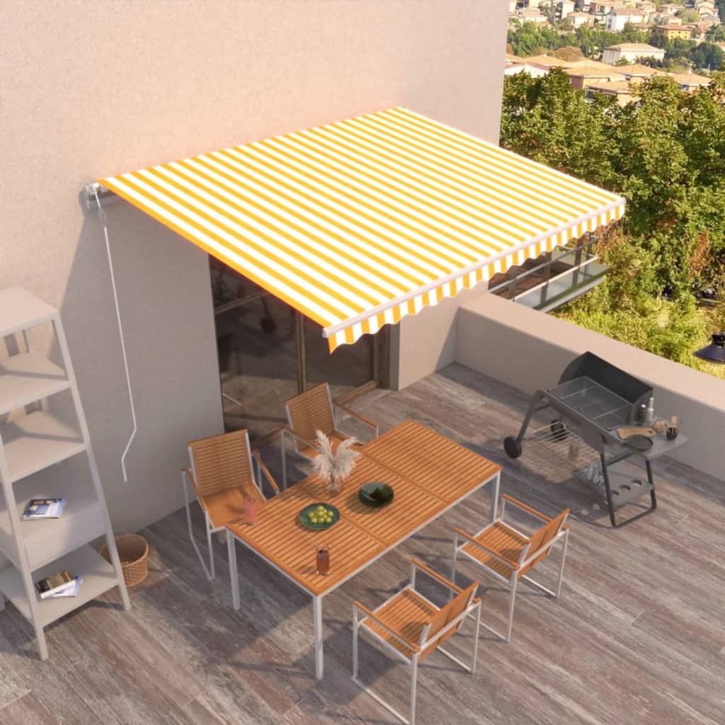 Toldo Retráctil Automático Amarillo Y Blanco 450x350 Cm_1