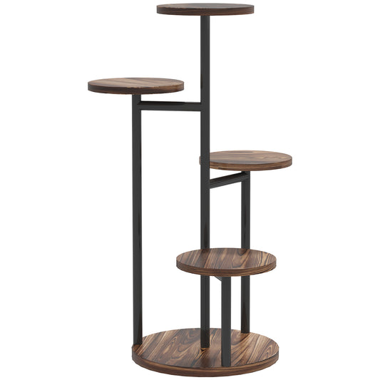 Outsunny Estantería Para Plantas De 5 Niveles De Madera 43x43x70 Cm Carbonizado_0