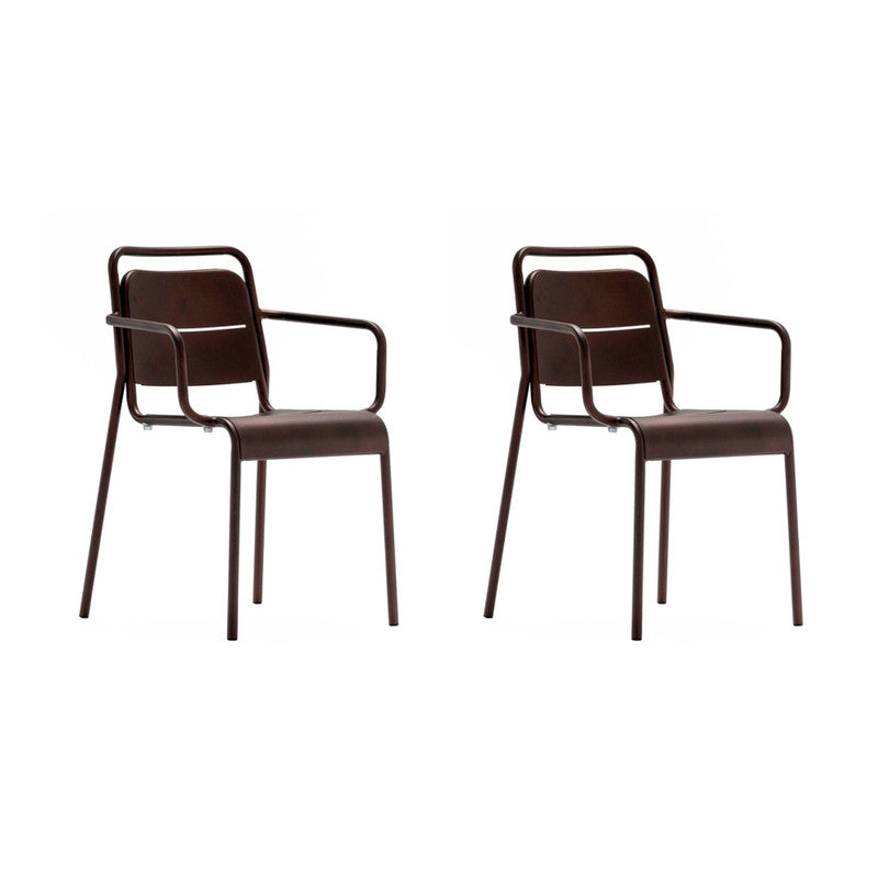 Zown Set De 2 Sillas Con Brazos De Jardín Metálicas Zown Alma Marrón Para Exterior_0