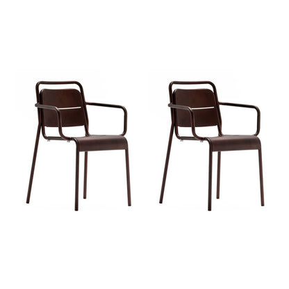 Zown Set De 2 Sillas Con Brazos De Jardín Metálicas Zown Alma Marrón Para Exterior_0