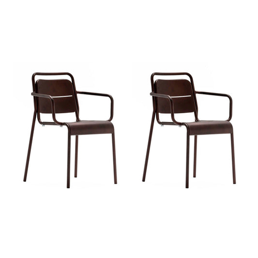 Zown Set De 2 Sillas Con Brazos De Jardín Metálicas Zown Alma Marrón Para Exterior_0