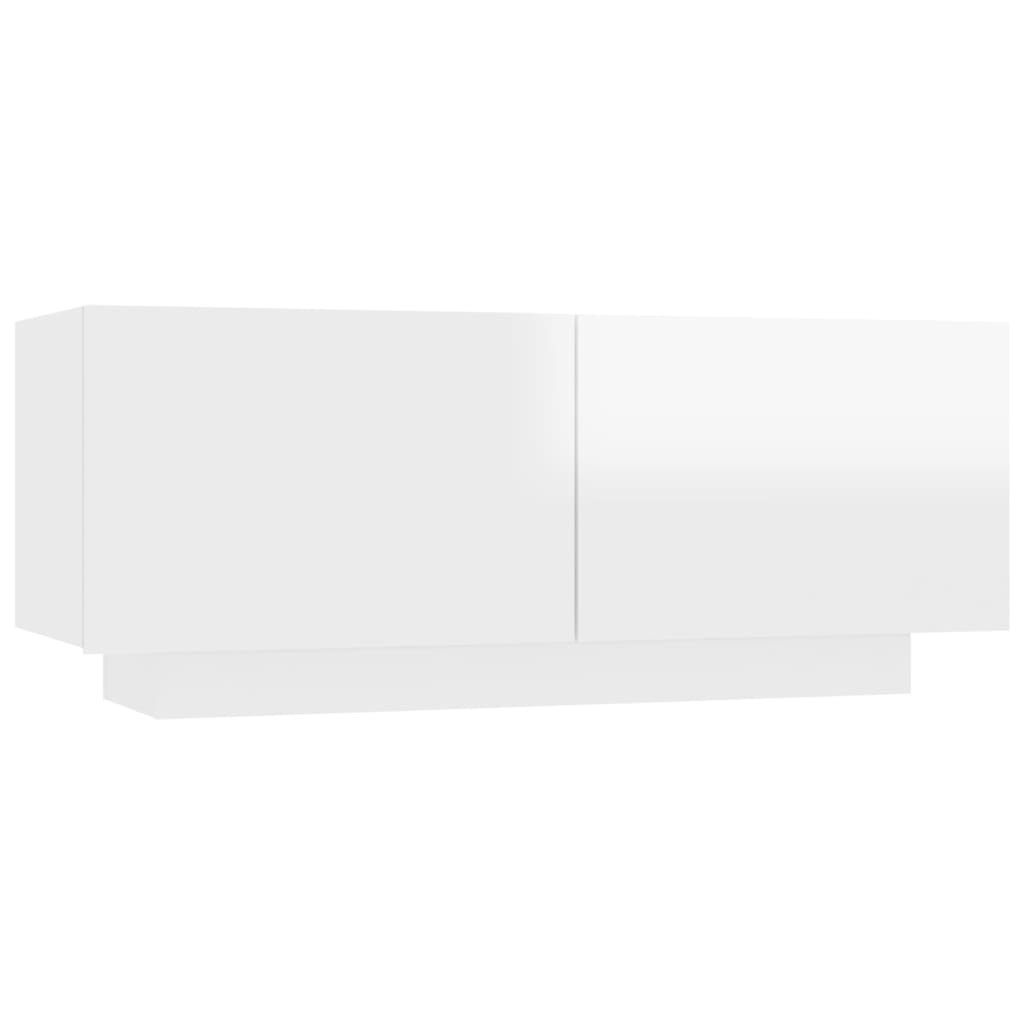 Mesita De Noche Madera De Ingeniería Blanco Brillo 100x35x40 Cm_0