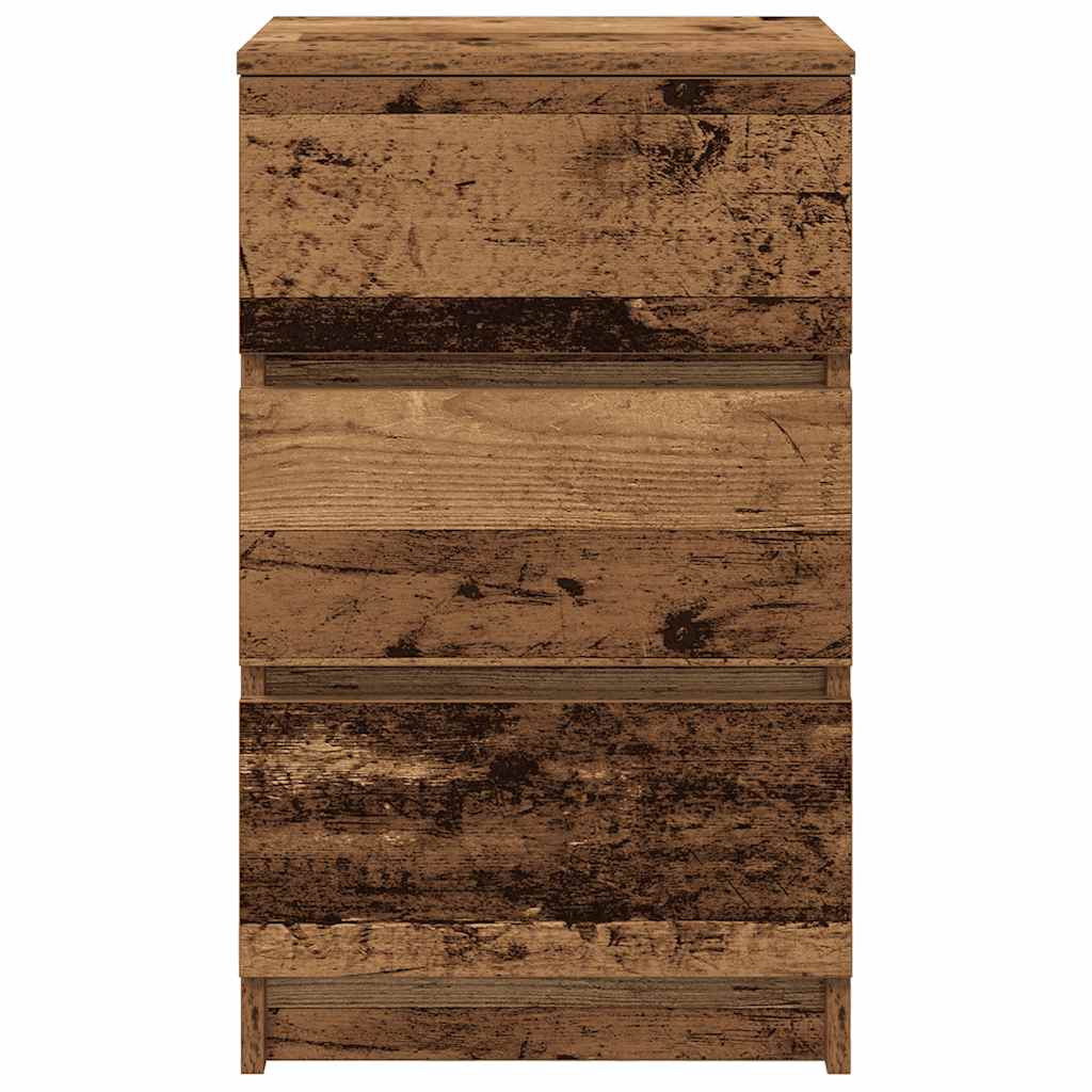 Mesilla De Noche Con 3 Cajones Madera Vieja 39x35x65 Cm_4