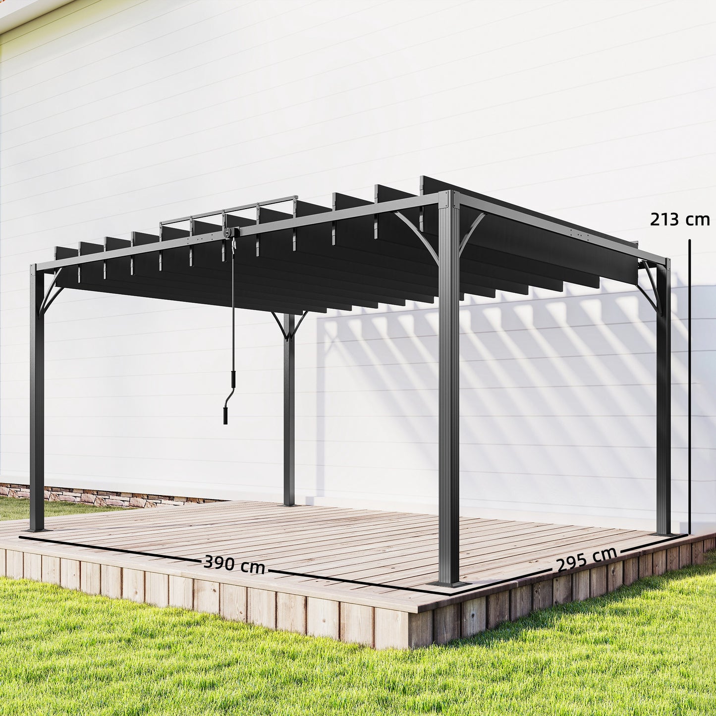Outsunny Pérgola De Jardín 3x4 M Con Techo De Lamas Orientables Upf50+ Gris_2