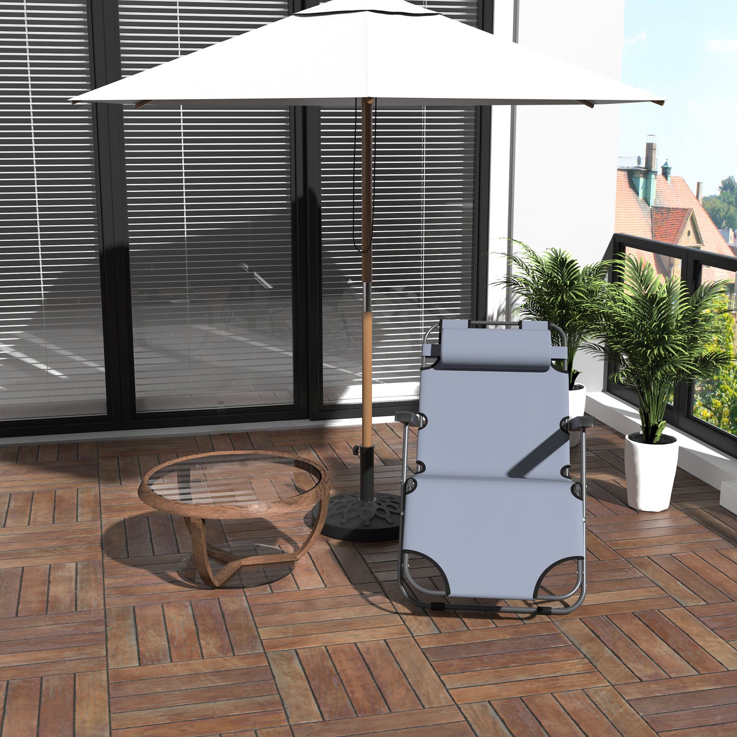 Outsunny Tumbona Reclinable Y Plegable Con Respaldo Ajustable 118x60x80cm_1