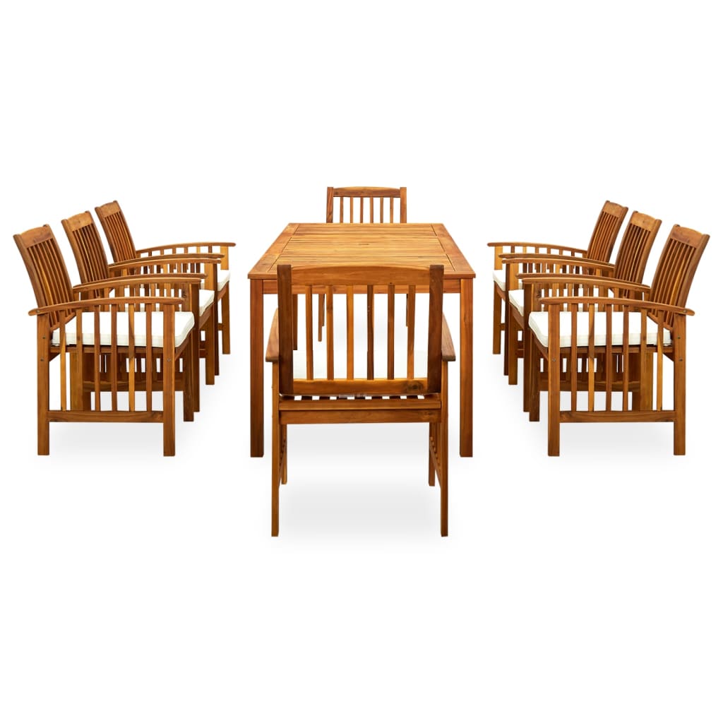Set Comedor De Jardín 9 Pzas Y Cojines Madera Maciza De Acacia / Vetonek_4