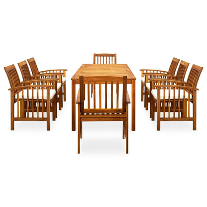 Set Comedor De Jardín 9 Pzas Y Cojines Madera Maciza De Acacia / Vetonek_4