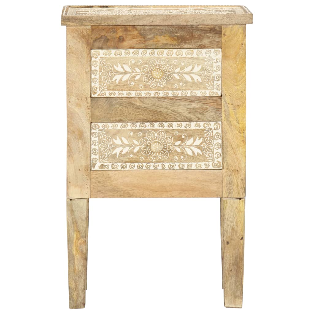 Mesita De Noche Pintada A Mano Madera Maciza Mango 40x30x60 Cm_1