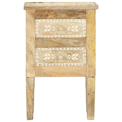 Mesita De Noche Pintada A Mano Madera Maciza Mango 40x30x60 Cm_1