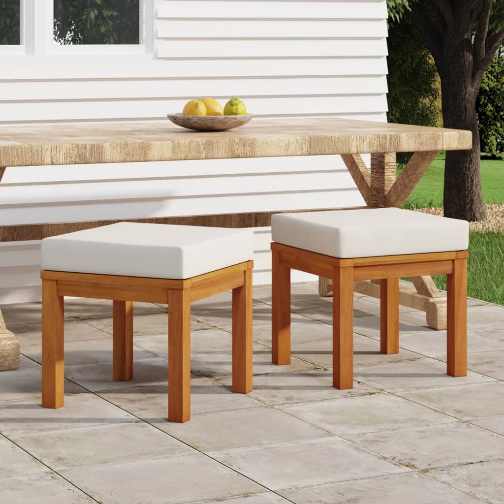 Vidaxl Taburetes De Jardín Con Cojines 2 Uds Madera Acacia 40x40x42 Cm_1