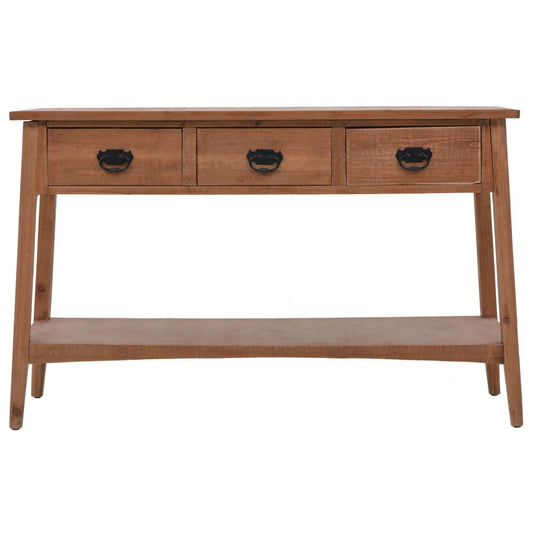 Mesa Consola De Madera De Abeto Maciza Marrón 126x40x77,5 Cm_0