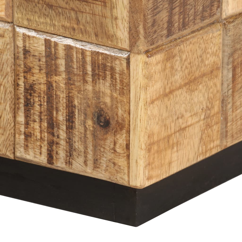 Mesas De Centro Con Diseño De Bloque 2 Uds Madera Mango Rugosa_2