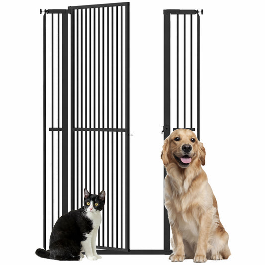 Pawhut Barrera Para Perros Con Ancho Ajustable 77-104 Cm Con Extensiones Negro_0