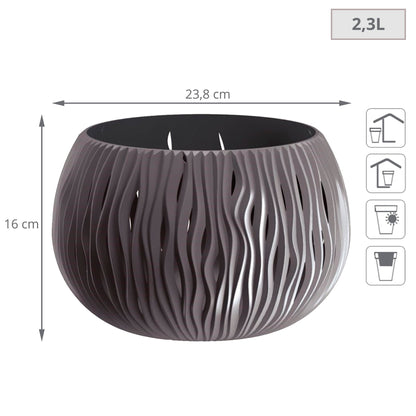 Prosperplast Bowl Sandy De Plástico Con Depósito En Color Antracita, 16,1 (alto) X 23,8 (ancho) X 23,8 (profundo) Cms_1