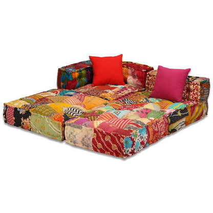 Vidaxl Puf Modular De 3 Plazas De Tela Patchwork_3