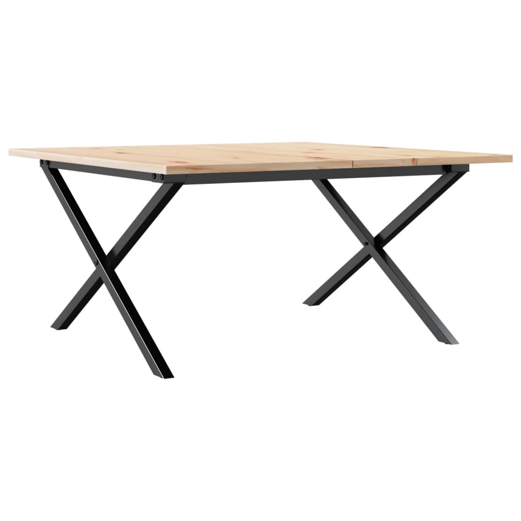 Mesa De Centro Marco X Madera Maciza Pino Y Acero 90x90x45 Cm_4