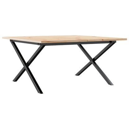 Mesa De Centro Marco X Madera Maciza Pino Y Acero 90x90x45 Cm_4