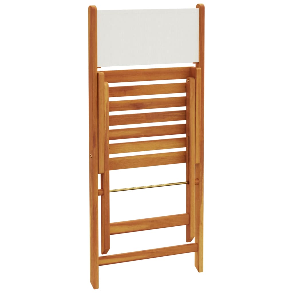 Set De Comedor De Jardín 5 Pzas Tela Madera Maciza Blanco Crema / Vetonek_1