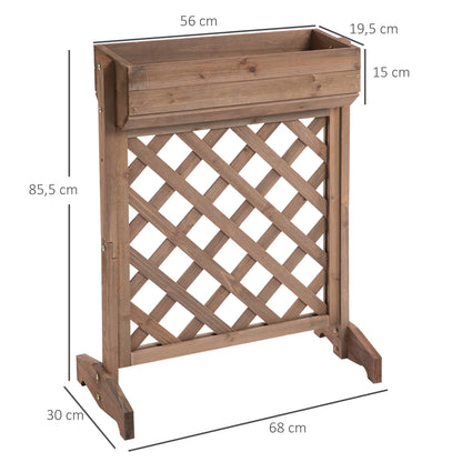 Outsunny Jardinera Con Enrejado De Madera Maciza Plantas Flores Trepaderas_2