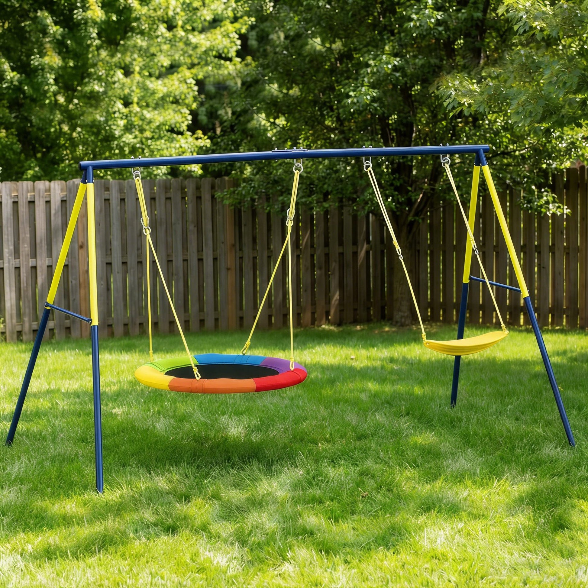 Aiyaplay Columpio Para Bebés Con 2 Columpios Cuerdas Ajustables Multicolor_4