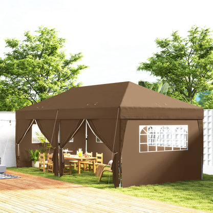 Outsunny Carpa Plegable 6x3 M Con 6 Paredes Laterales Impermeable Anti-uv Café_1