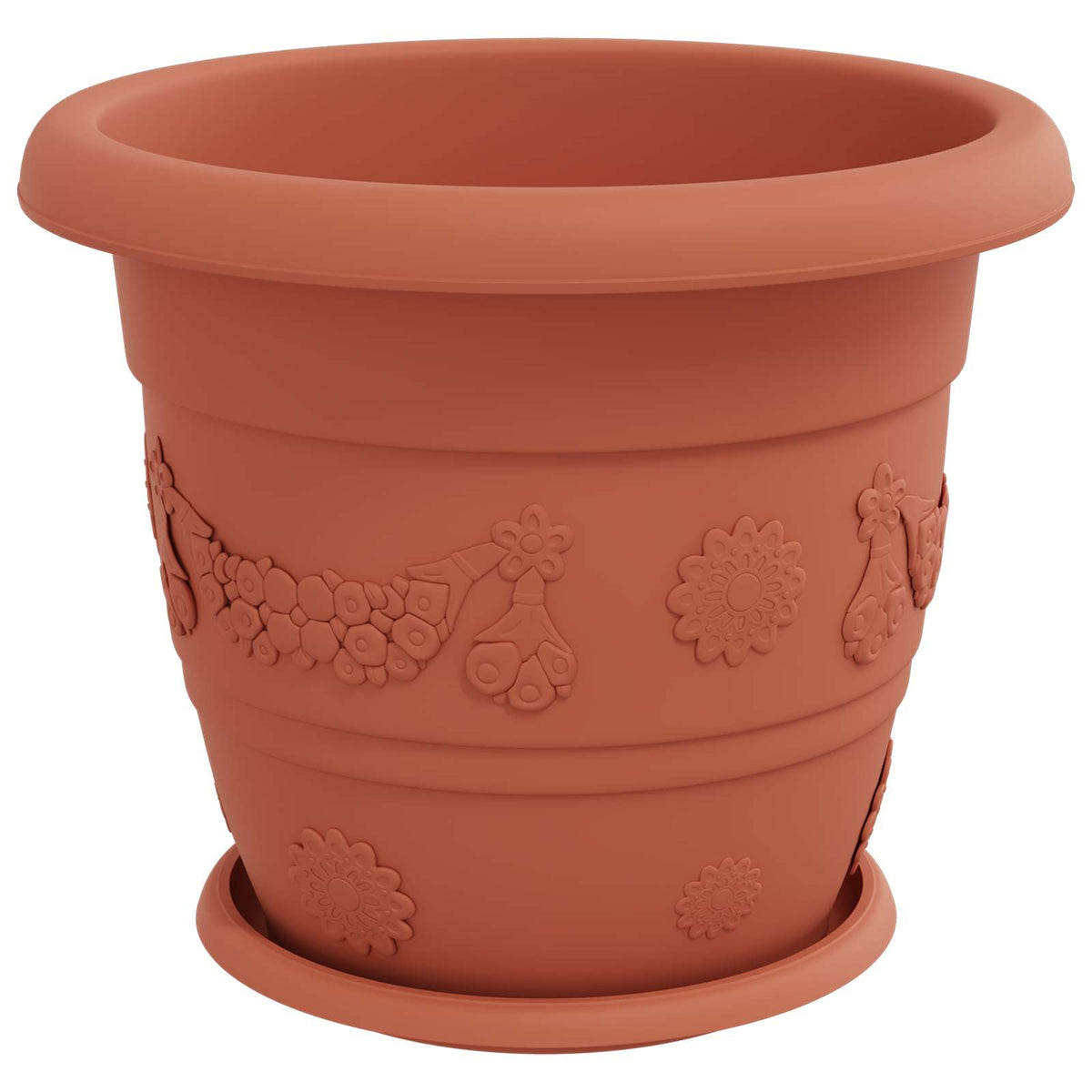 Macetas 24 Uds. Rojo Ladrillo Ø 34 X 28 Cm Plástico_4