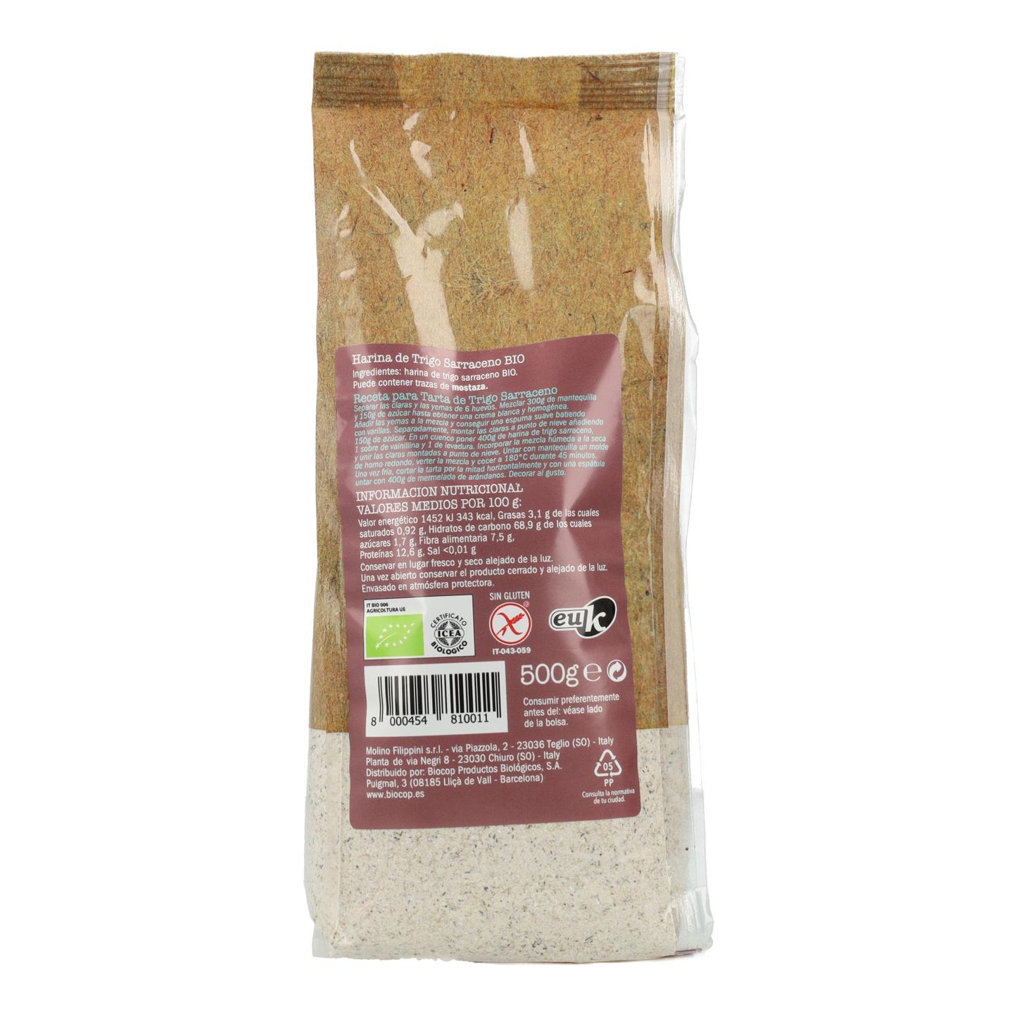 Harina de Trigo Sarraceno Sin Gluten Biovitagral 500 g
