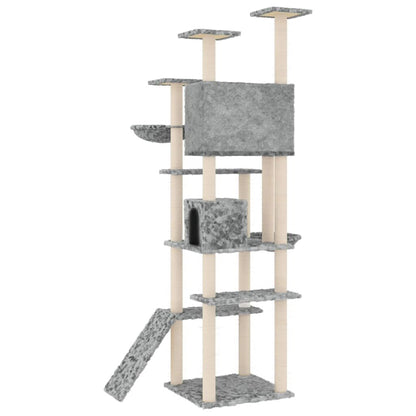 Vidaxl Rascador Para Gatos Con Postes De Sisal Gris Claro 191 Cm_4