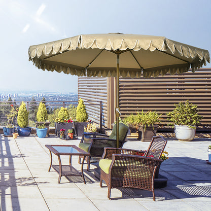 Outsunny Sombrilla De Terraza Ø264x240 Cm Ángulo Ajustable Con Manivela Caqui_4