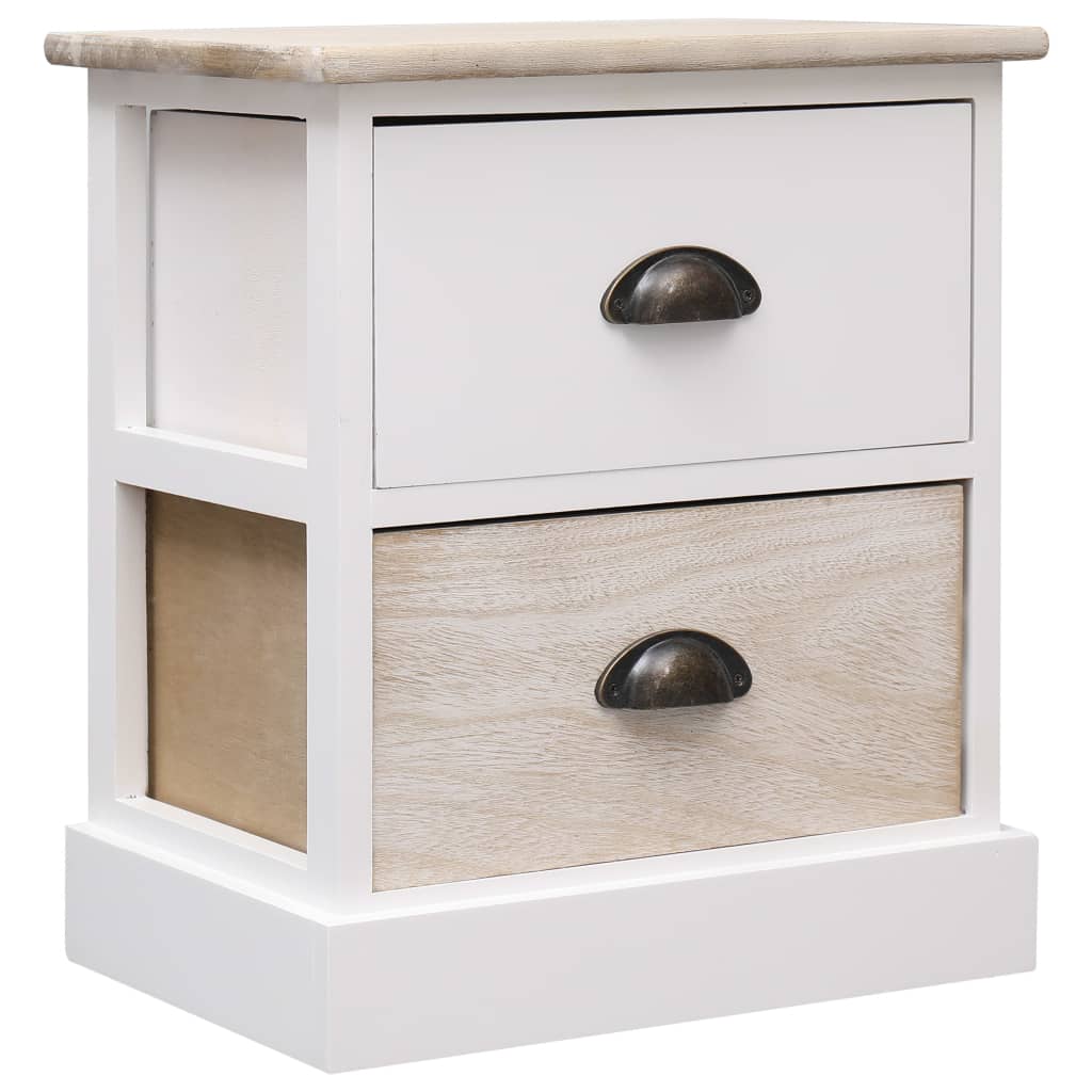 Mesitas Noche 2 Uds Madera Paulownia Blanco Natural 38x28x45cm_0