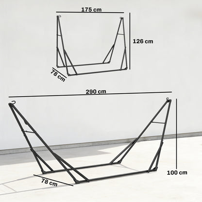 Outsunny Soporte Para Hamaca Plegable Largo 290 Cm Longitud Ajustable Negro_2