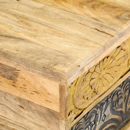 Mesa De Centro Madera Maciza De Mango 100x50x35 Cm_3