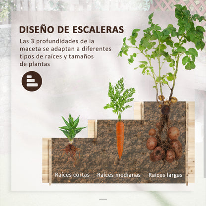 Outsunny Jardinera De Madera 3 Niveles Con Tela Geotextil Para Cultivos Plantas_3