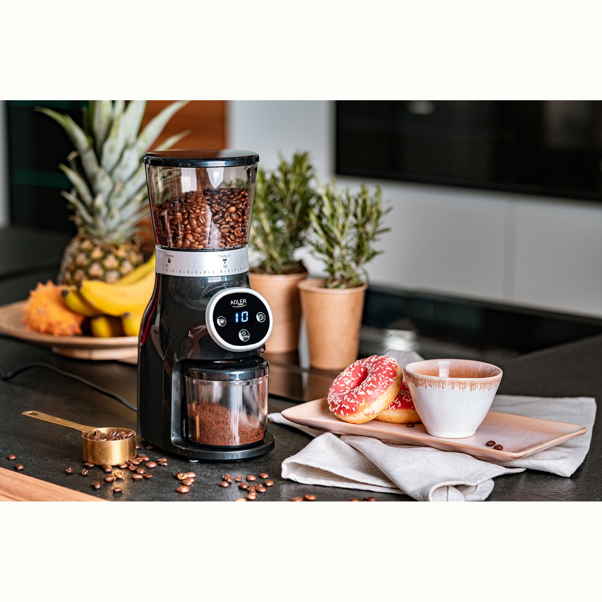 Molinillo Café Profesional Eléctrico, Sistema De Muelas, 17 Niveles Molido, 60 Gr, Temporizador Adler Ad4450, Negro, 300w_1